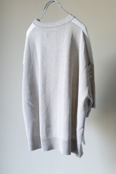 【Licht Bestreben】"プリントメッシュスリーブサマーニットTシャツ"